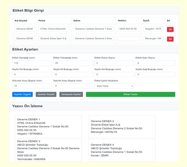 Online Etiket Uygulaması