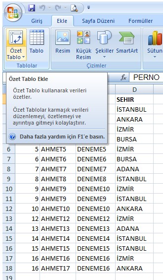 Excel Mükererr Kayıt 1