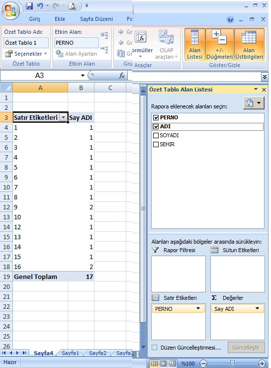 Excel Mükerrer 4